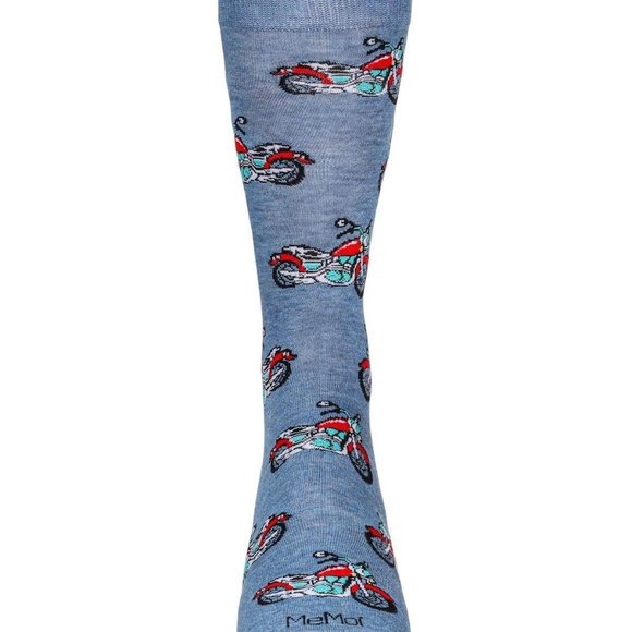 Men's Motorcycles Bamboo Crew Socks: 10-13 / Denim Heather - Picture 3 of 4